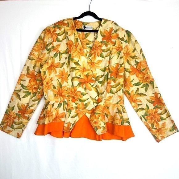 Floral Double Breasted Peplum Blazer -women's 18 - Picture 2 of 6